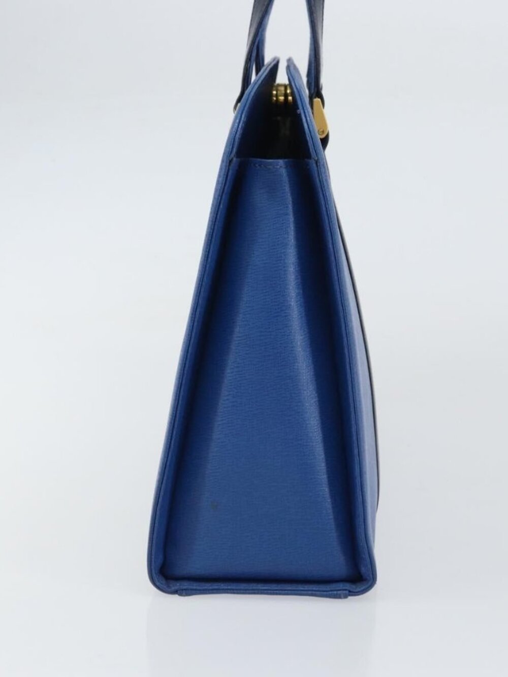 Burberrys Hand Bag Leather Blue Gold Auth 159091 - Picture 4 of 16